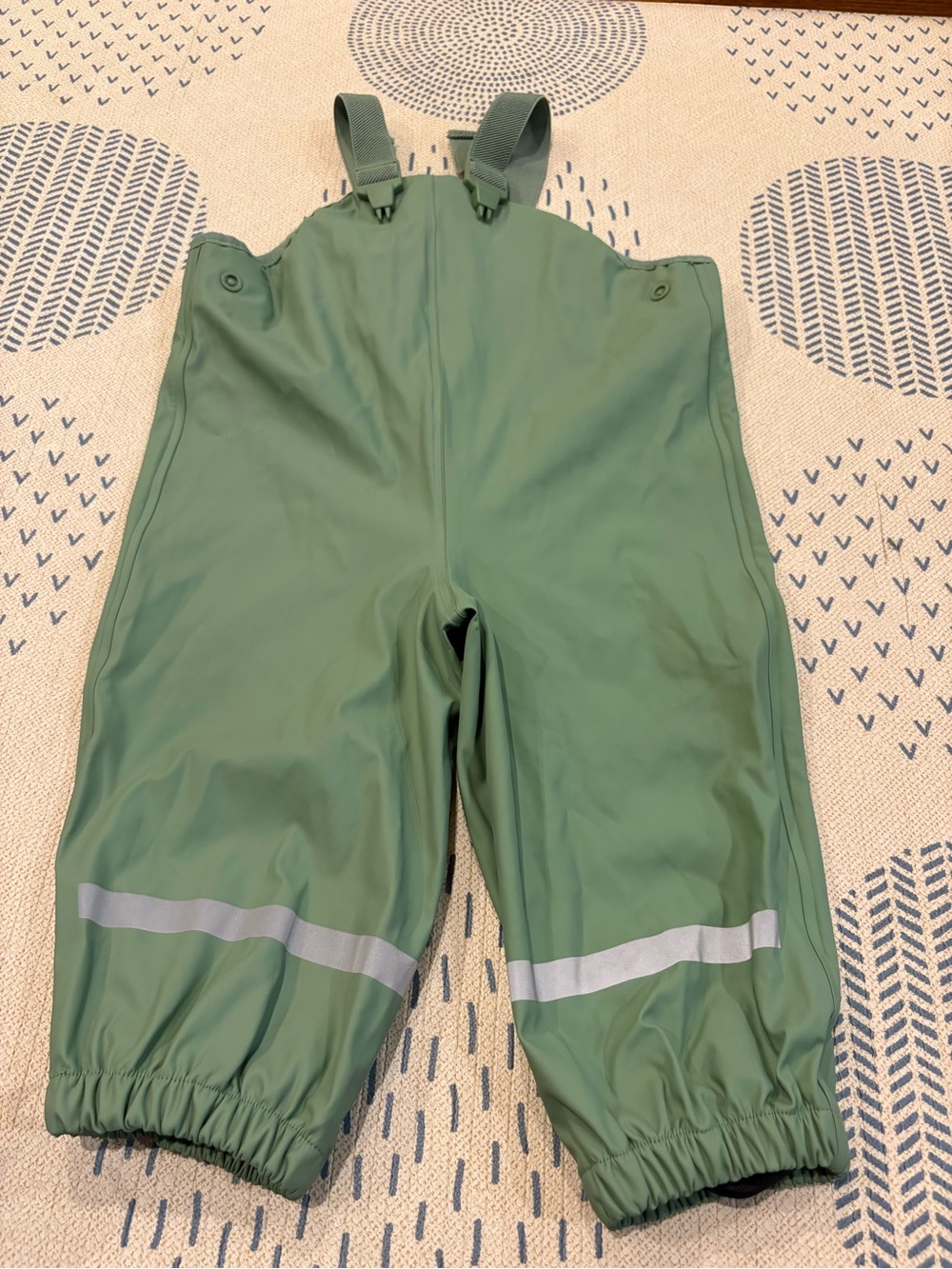 H&M Sage Green Kids Rain Overalls with Reflective Stripes
